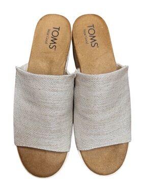 TOMS Diana wedge sandal Women's Neutral Cream Textured Slide Mules